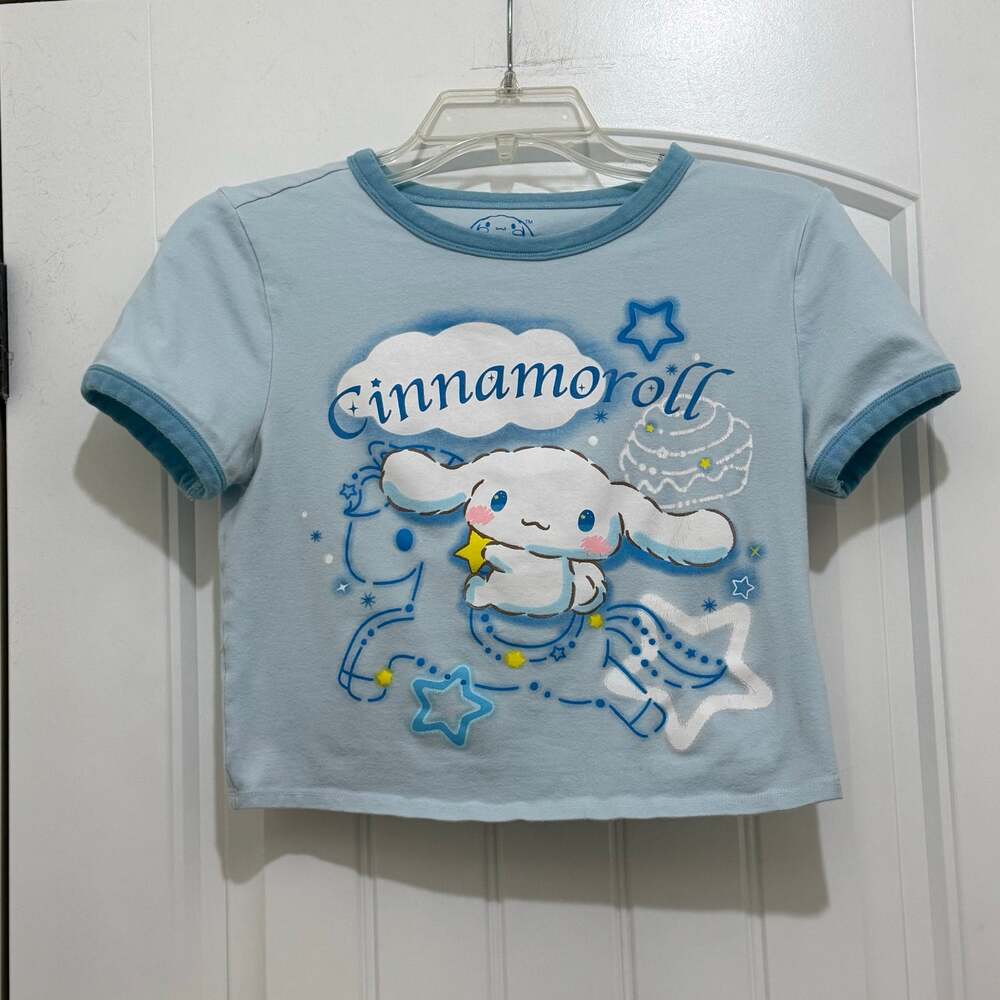 Sanrio Cinnamoroll Light Blue Short Sleeve Cropped Tee - Womens Small